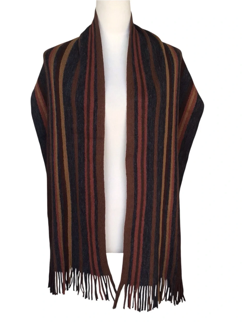 Geoffrey Beene Striped Scarf With Fringe